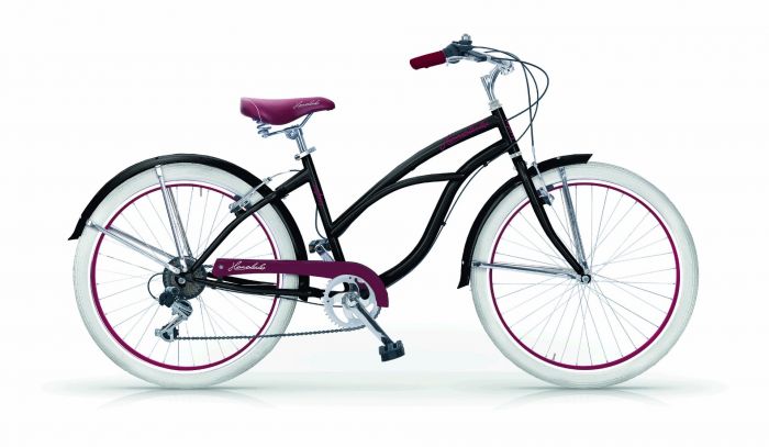 stewardess Zegenen Lach Beach Cruiser dames Honolulu 26 inch Zwart 6 versnellingen